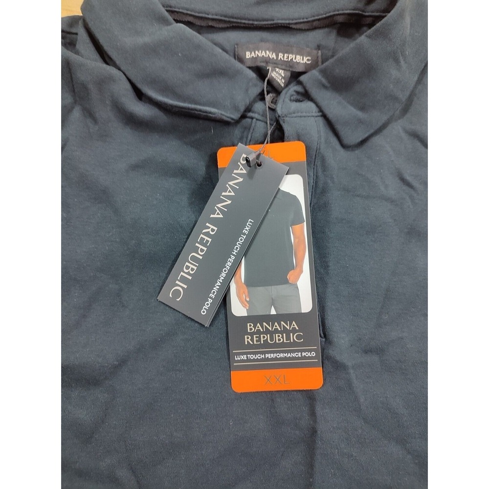 Banana Republic Men's Luxe Touch 100% Cotton Polo Shirt 2XL Black XXL new w tags - Picture 4 of 4